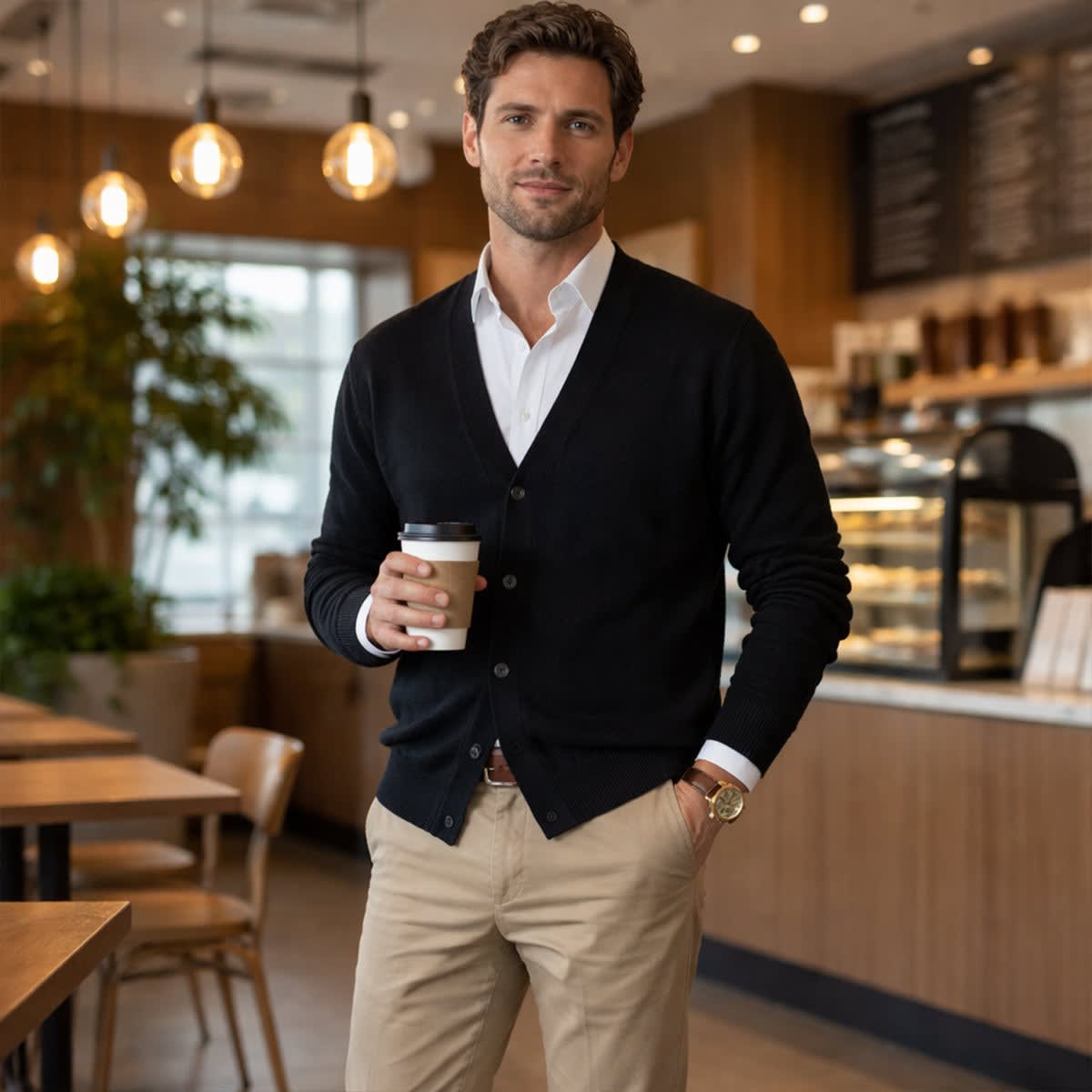 Men's Cashmere V-Neck Cardigan | Milo_12