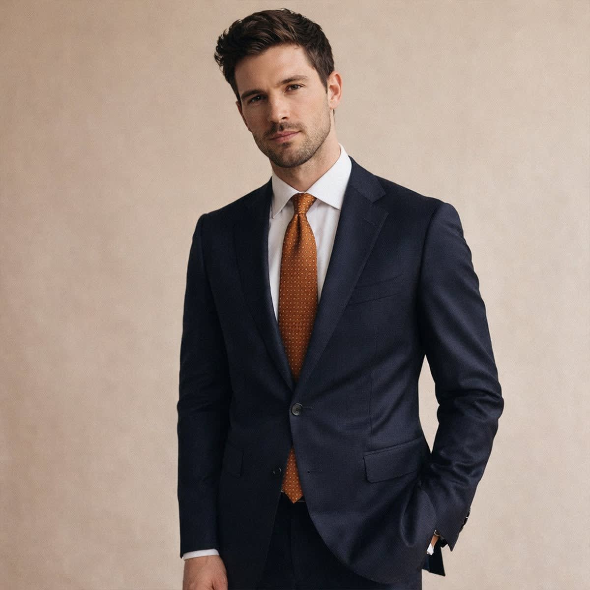 Men's Orange Pin Dot Tie | Cledwyn_2