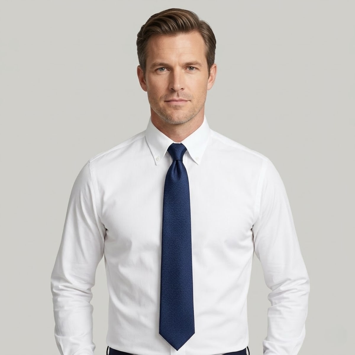 Men's Navy Herringbone Tie | Ceri_2