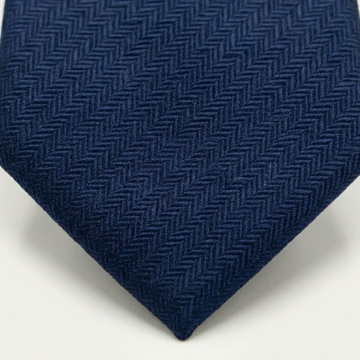 Men's Navy Herringbone Tie | Ceri_4