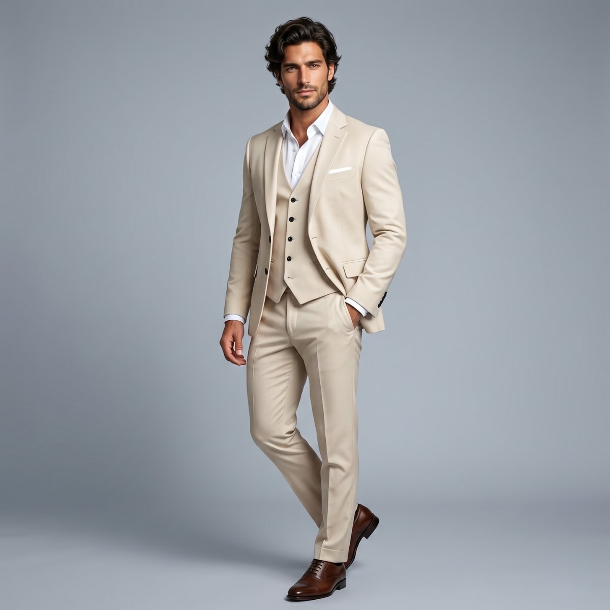 Men's Peak Lapel Three-Piece Suit | Benjamin_2