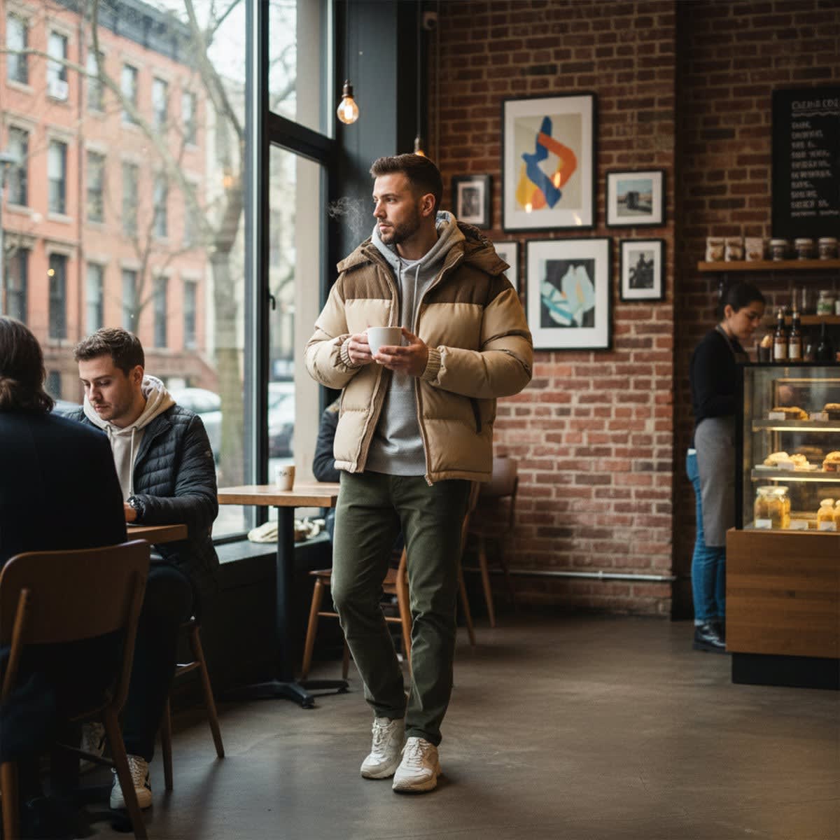 Men's Corduroy Trim Puffer Jacket | Jeremy_9