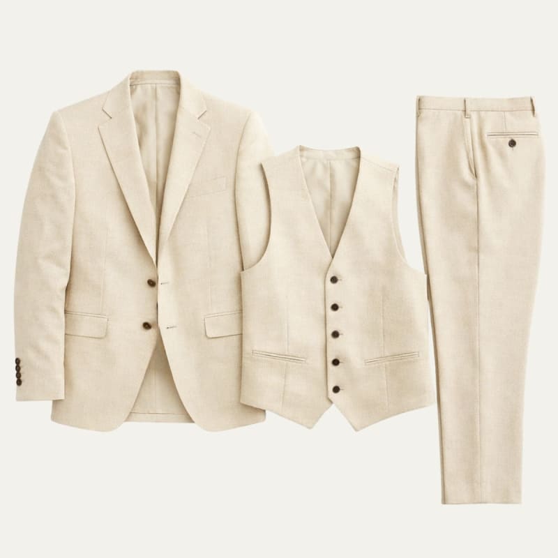 Men's Linen Blend Three-Piece Suit | Beathan_1
