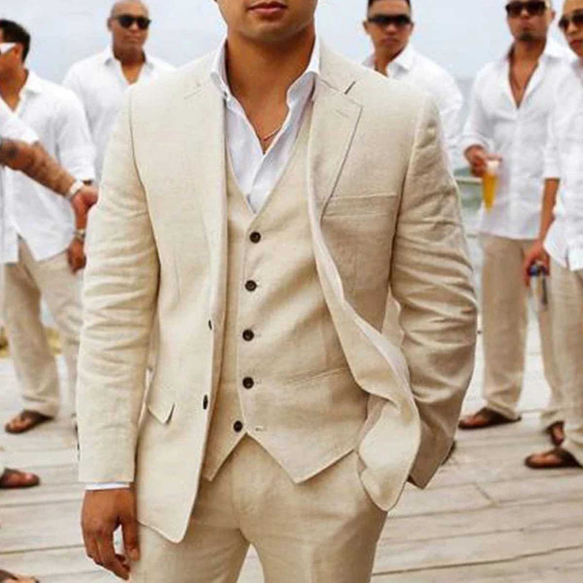 Men's Linen Blend Three-Piece Suit | Beathan_2
