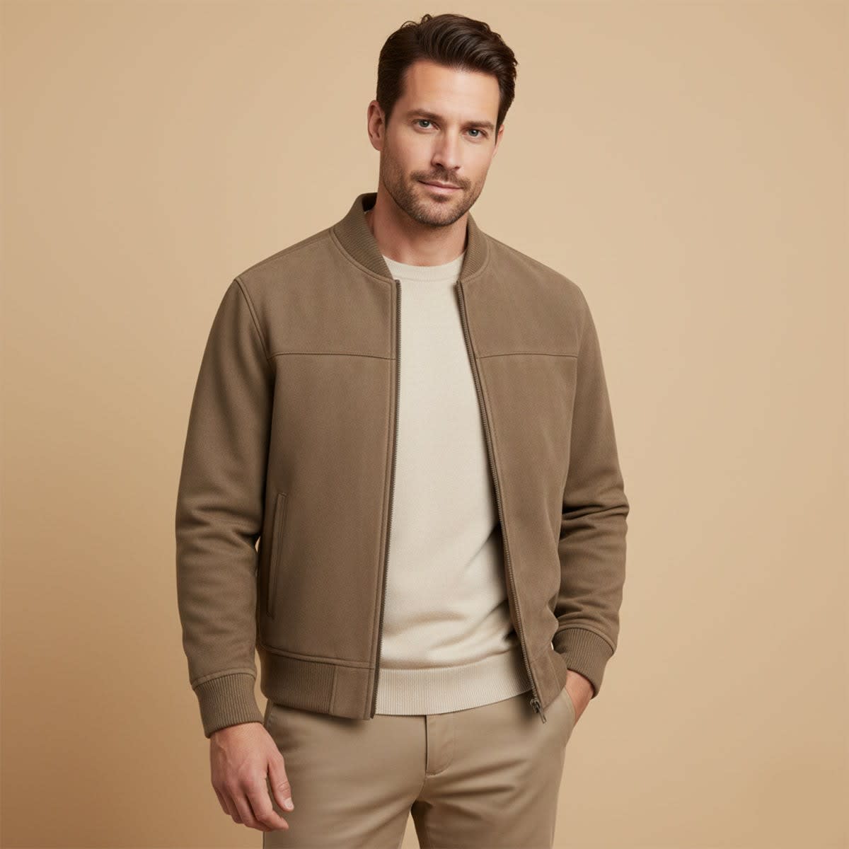 Men's Faux Suede Bomber Jacket | Lewis_2