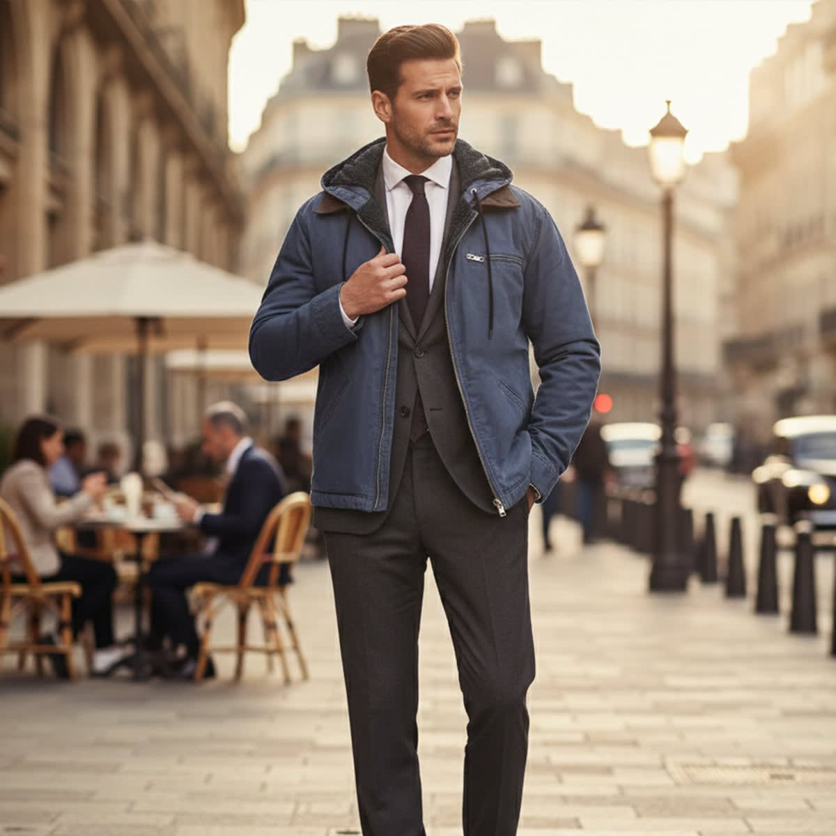 Men's Fleece Lined Hooded Jacket | Justin_11