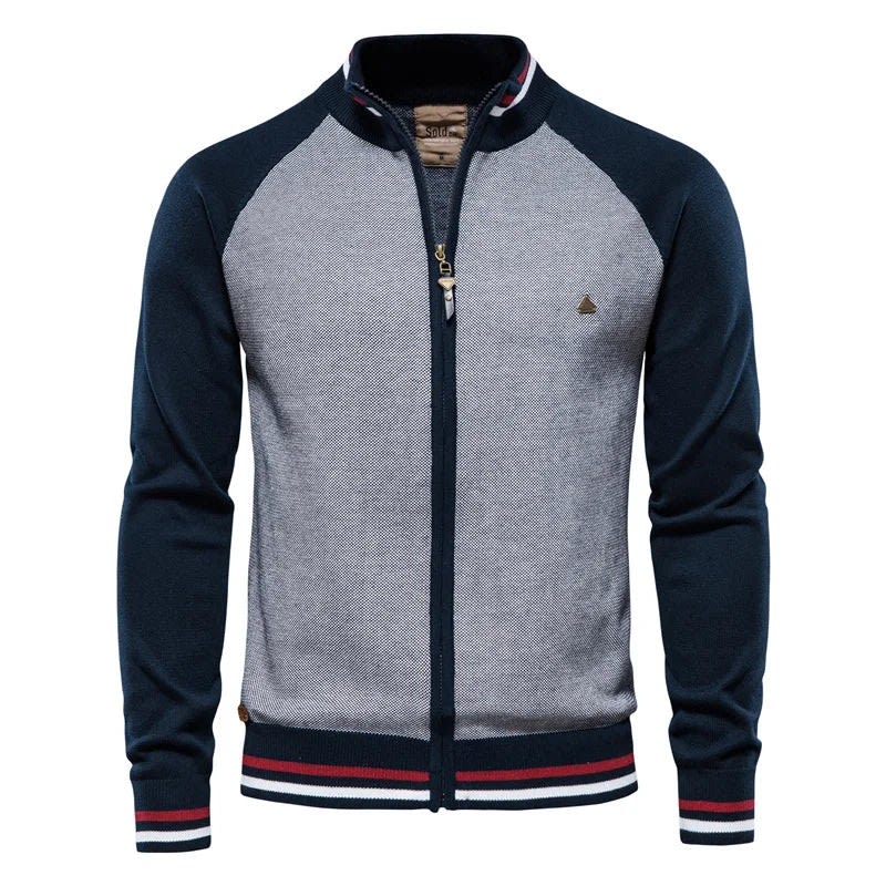 Men's Color Block Zip Up Cardigan | Tyler_4
