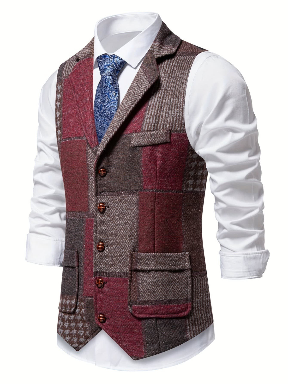 Men's Patchwork Tweed Waistcoat | Constantine_10