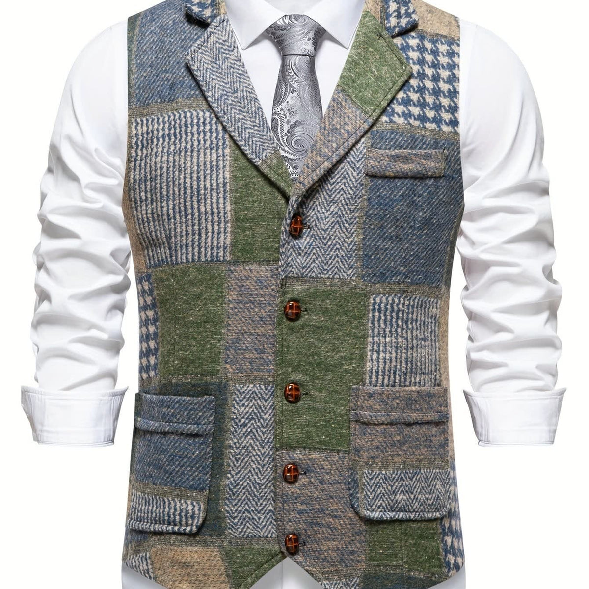 Men's Patchwork Tweed Waistcoat | Constantine_14