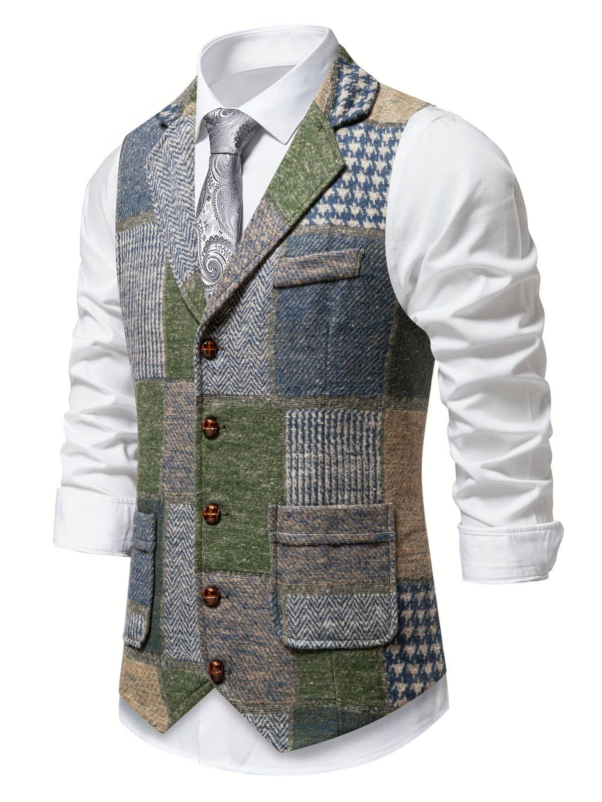 Men's Patchwork Tweed Waistcoat | Constantine_17