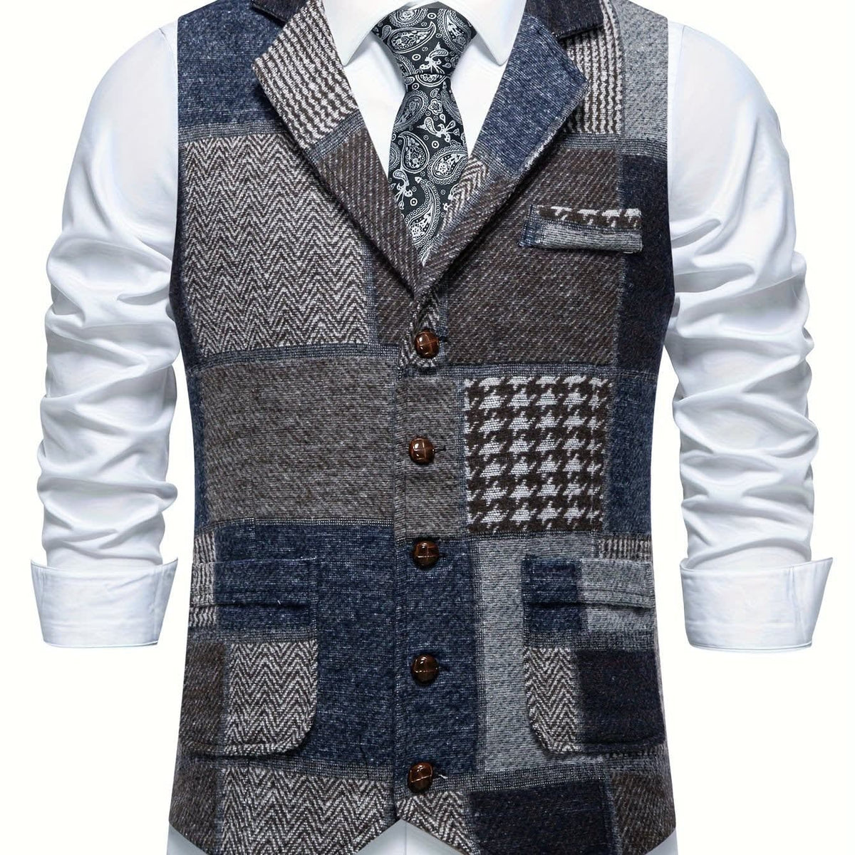 Men's Patchwork Tweed Waistcoat | Constantine_20