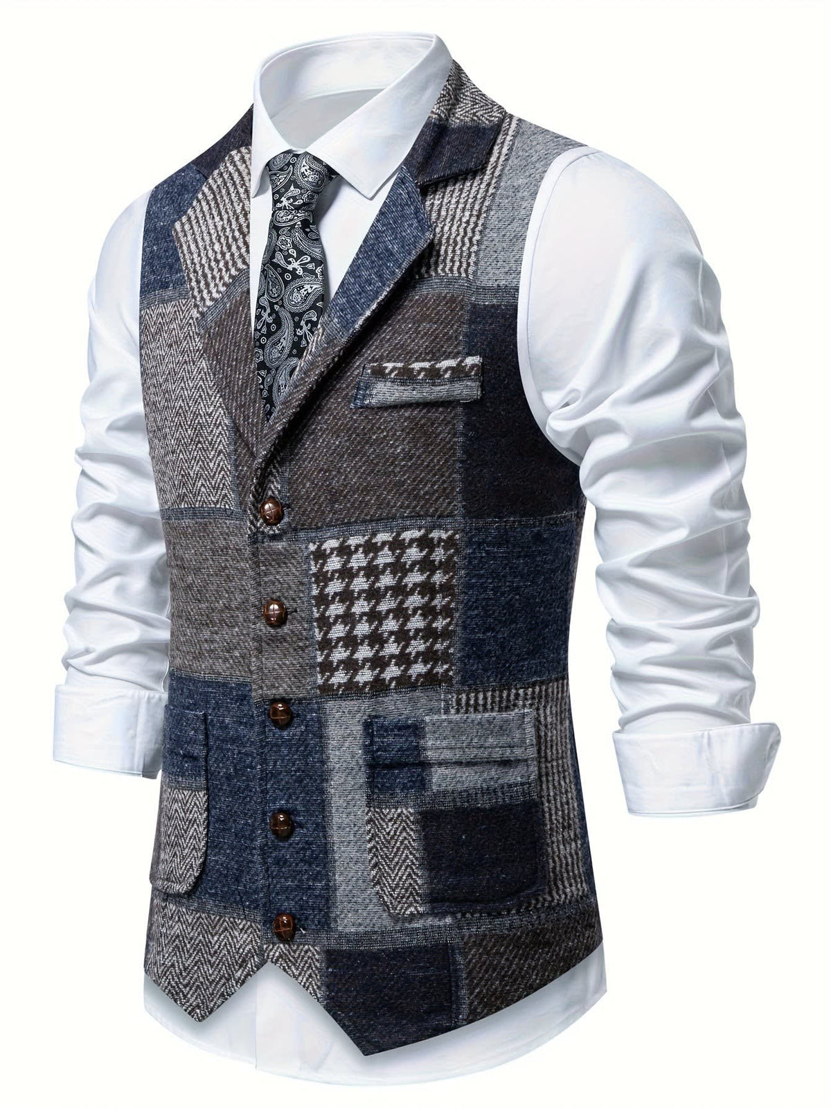 Men's Patchwork Tweed Waistcoat | Constantine_23