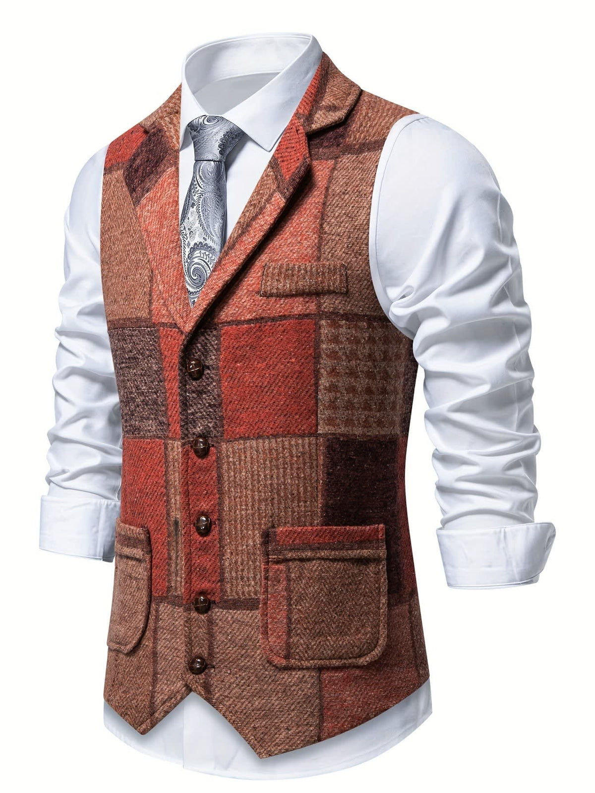 Men's Patchwork Tweed Waistcoat | Constantine_29
