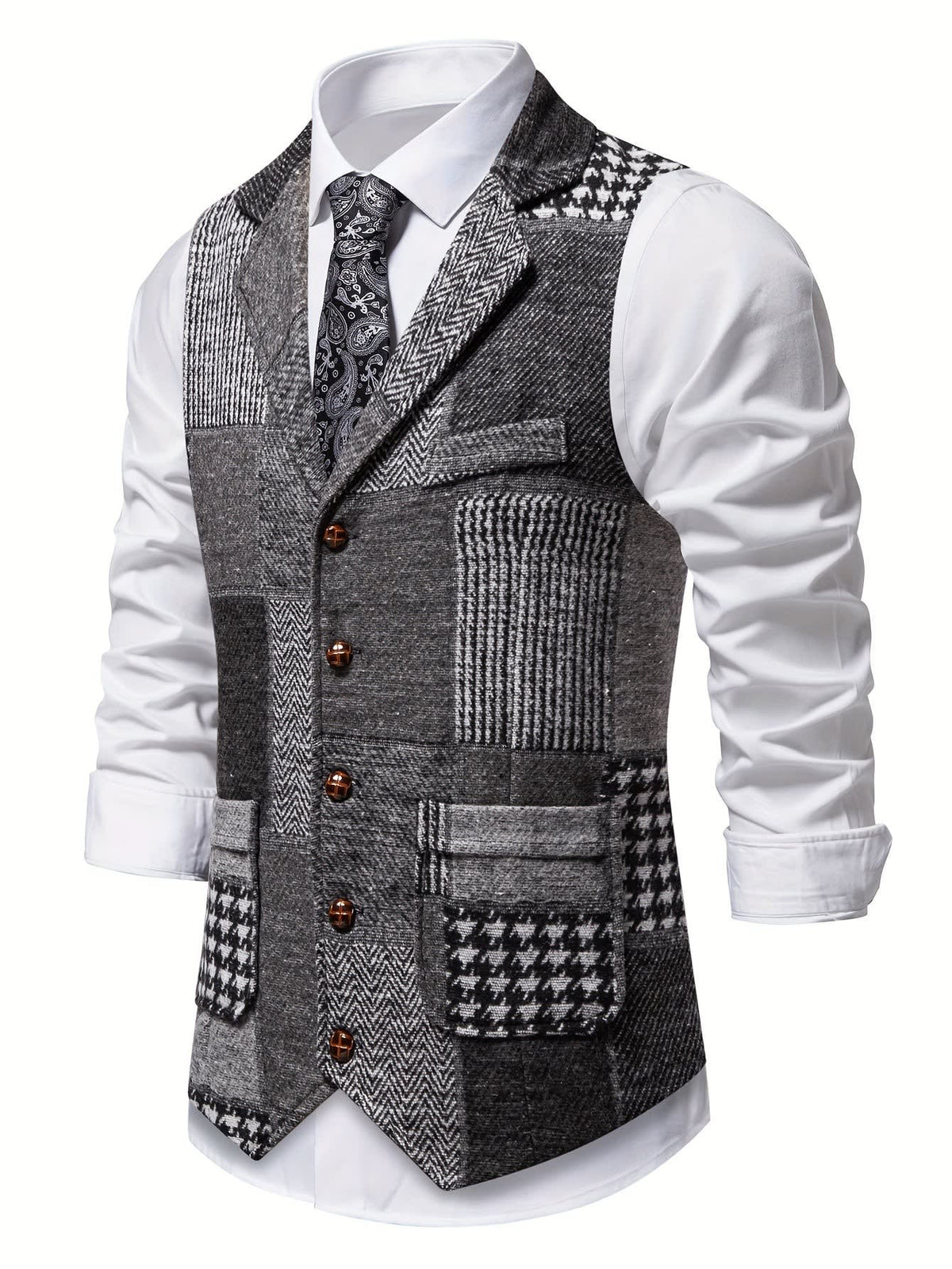 Men's Patchwork Tweed Waistcoat | Constantine_4