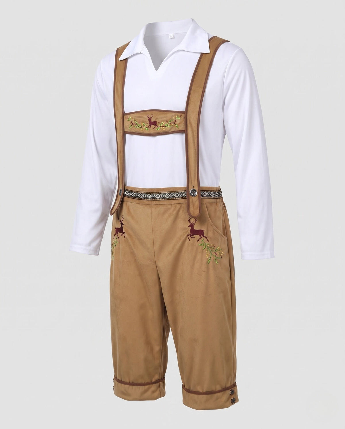 Men's Knee Length Embroidered Lederhosen Shorts | Aengus_4