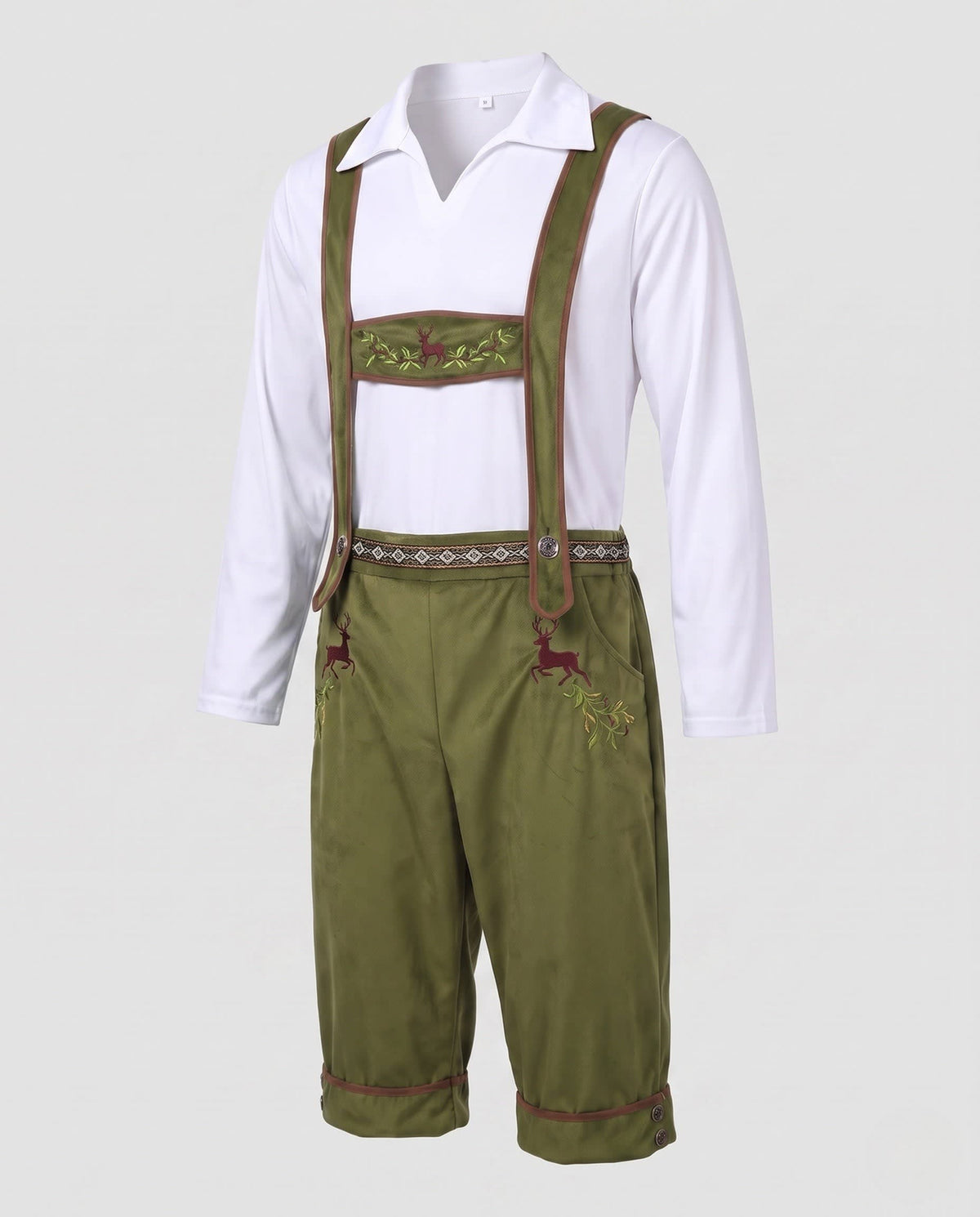 Men's Knee Length Embroidered Lederhosen Shorts | Aengus_5