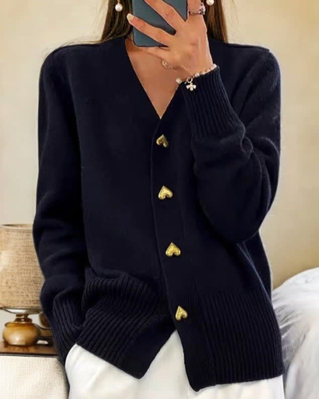 Women's V-Neck Button Front Cardigan | Jenifry_6