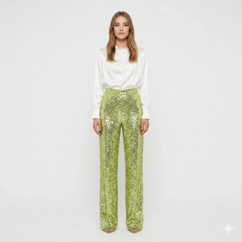Women's Sequin Straight Leg Trousers | Clover_1