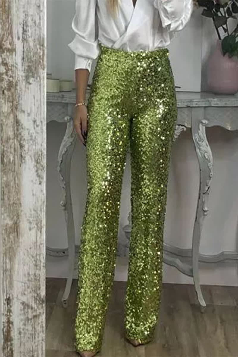 Women's Sequin Straight Leg Trousers | Clover_2