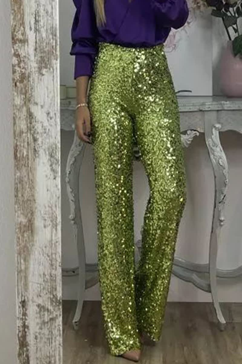 Women's Sequin Straight Leg Trousers | Clover_3