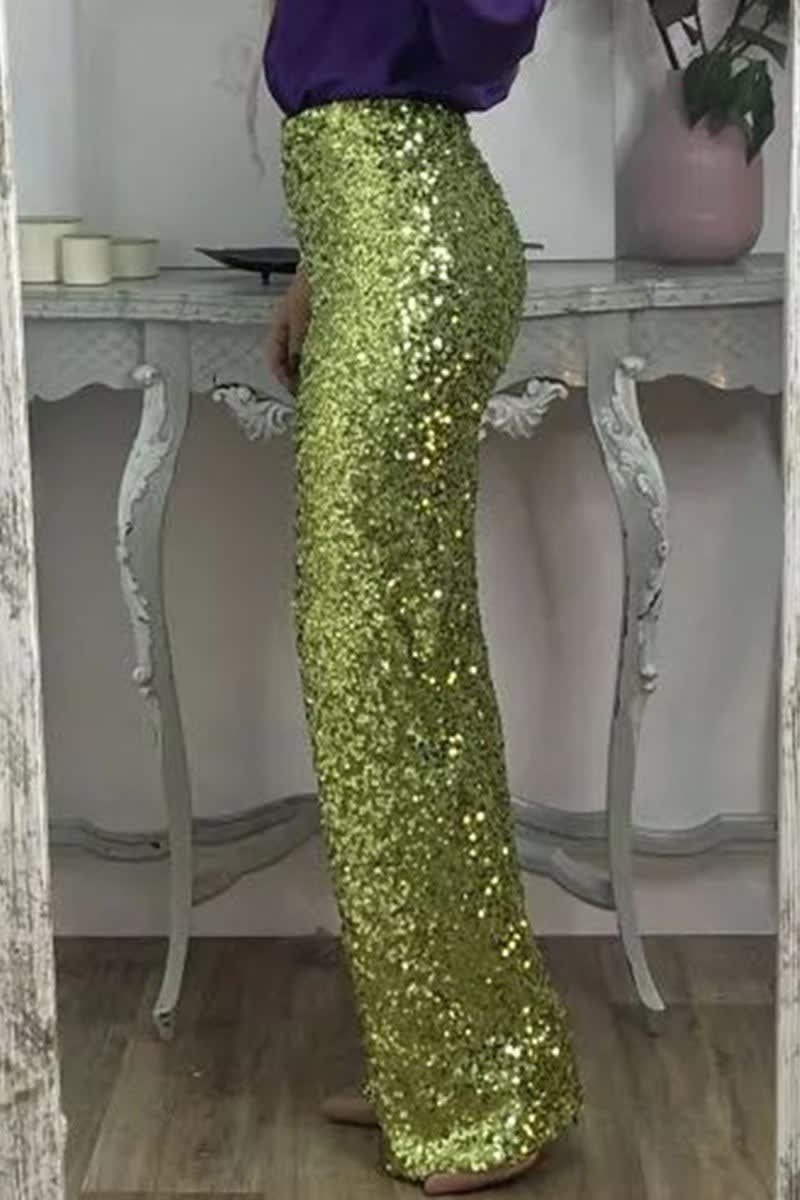 Women's Sequin Straight Leg Trousers | Clover_4