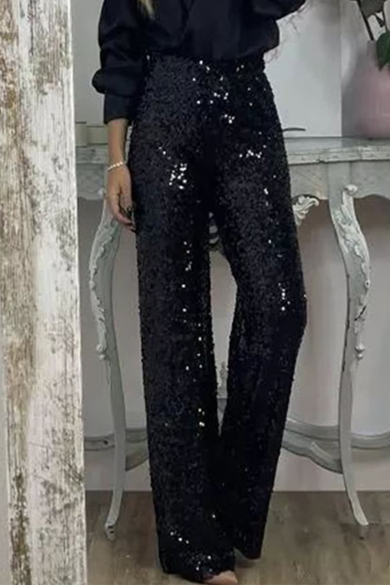 Women's Sequin Straight Leg Trousers | Clover_7