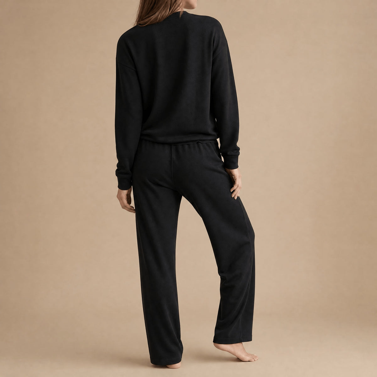 Women's V-Neck Collared Wide Leg Lounge Set | Sandra_10