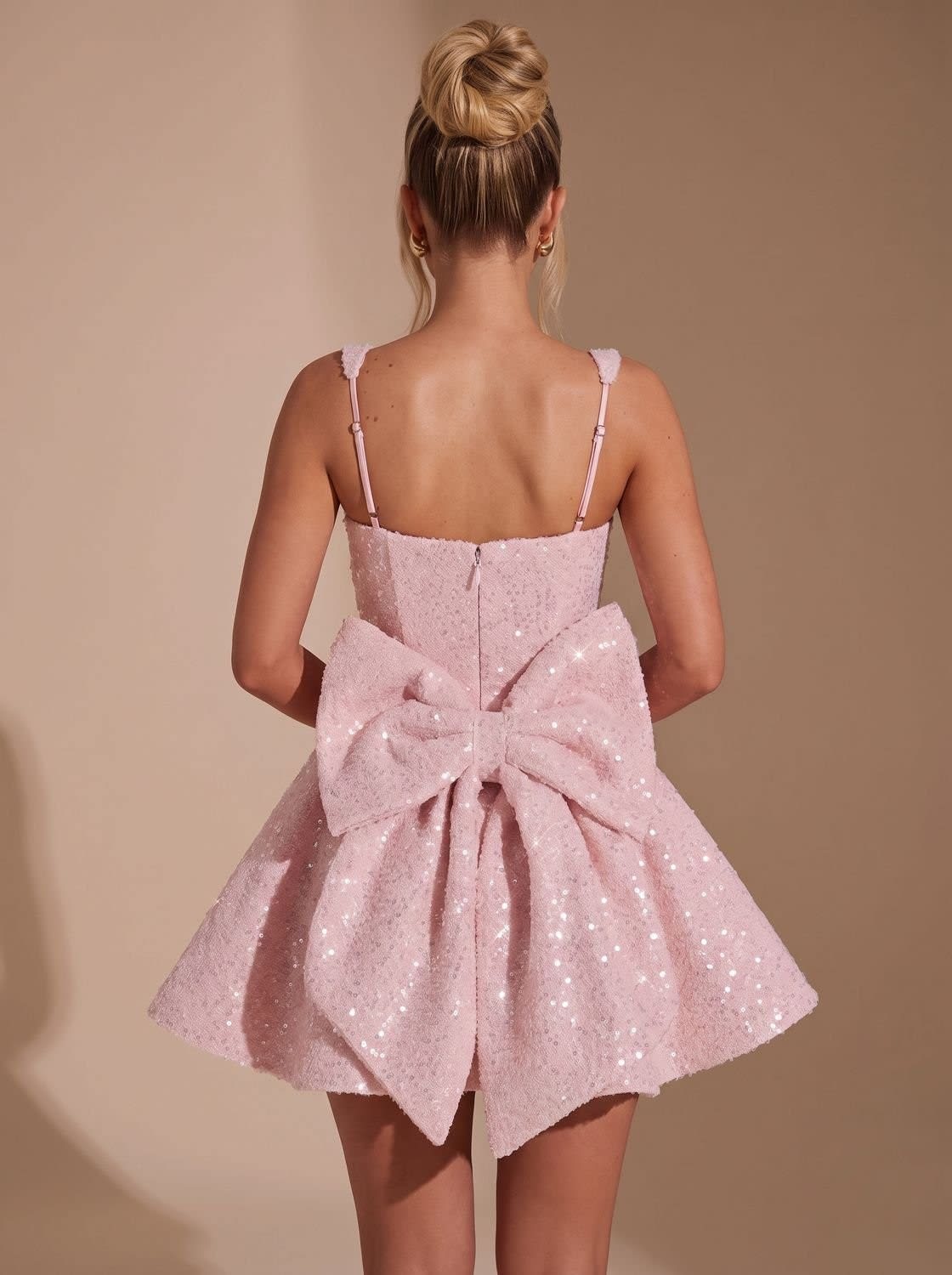 Women's Sequin Bow Christmas Party Mini Dress | Christina_3