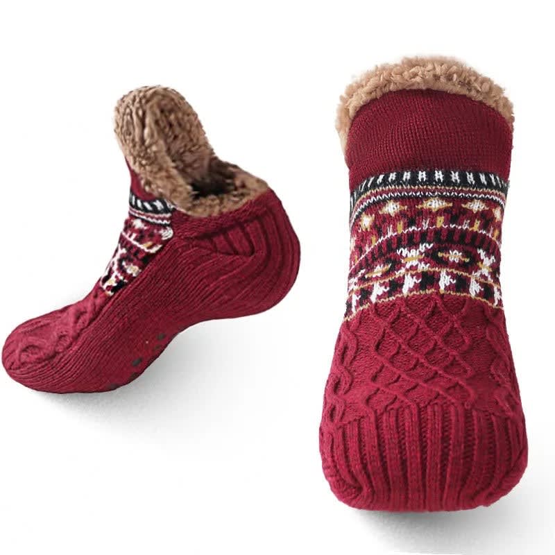Women's Fleece Lined Knitted Slipper Socks | Beverley_6