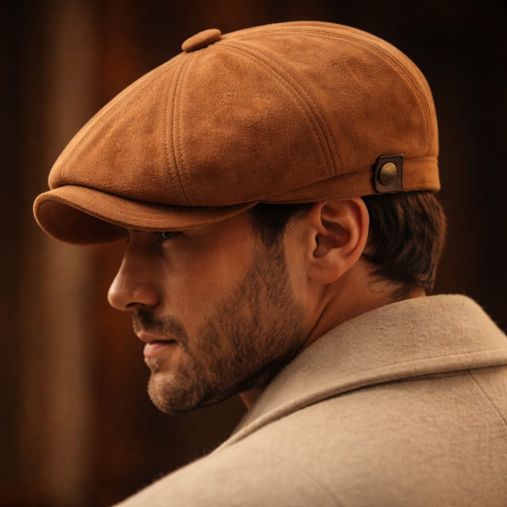 Men's Faux Suede Newsboy Cap | Geraint_6