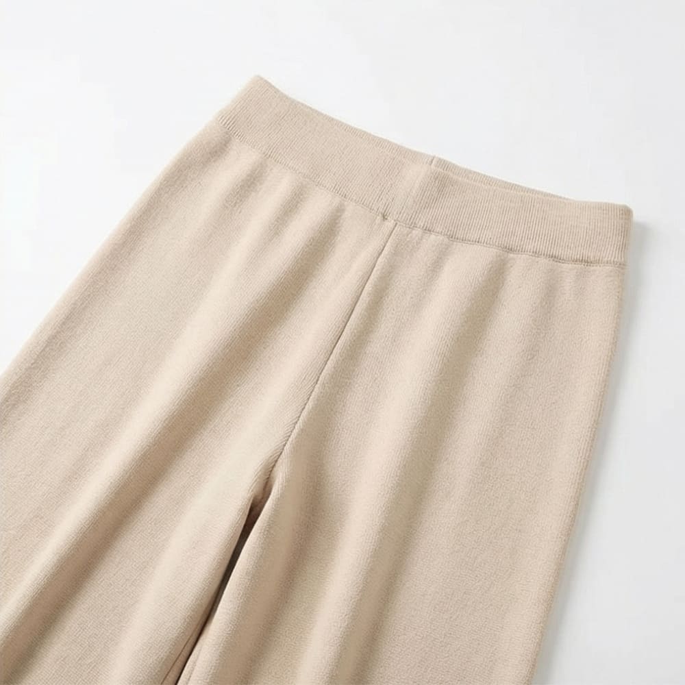 Women's Asymmetric Knit Wide Leg Set | Loretta_12