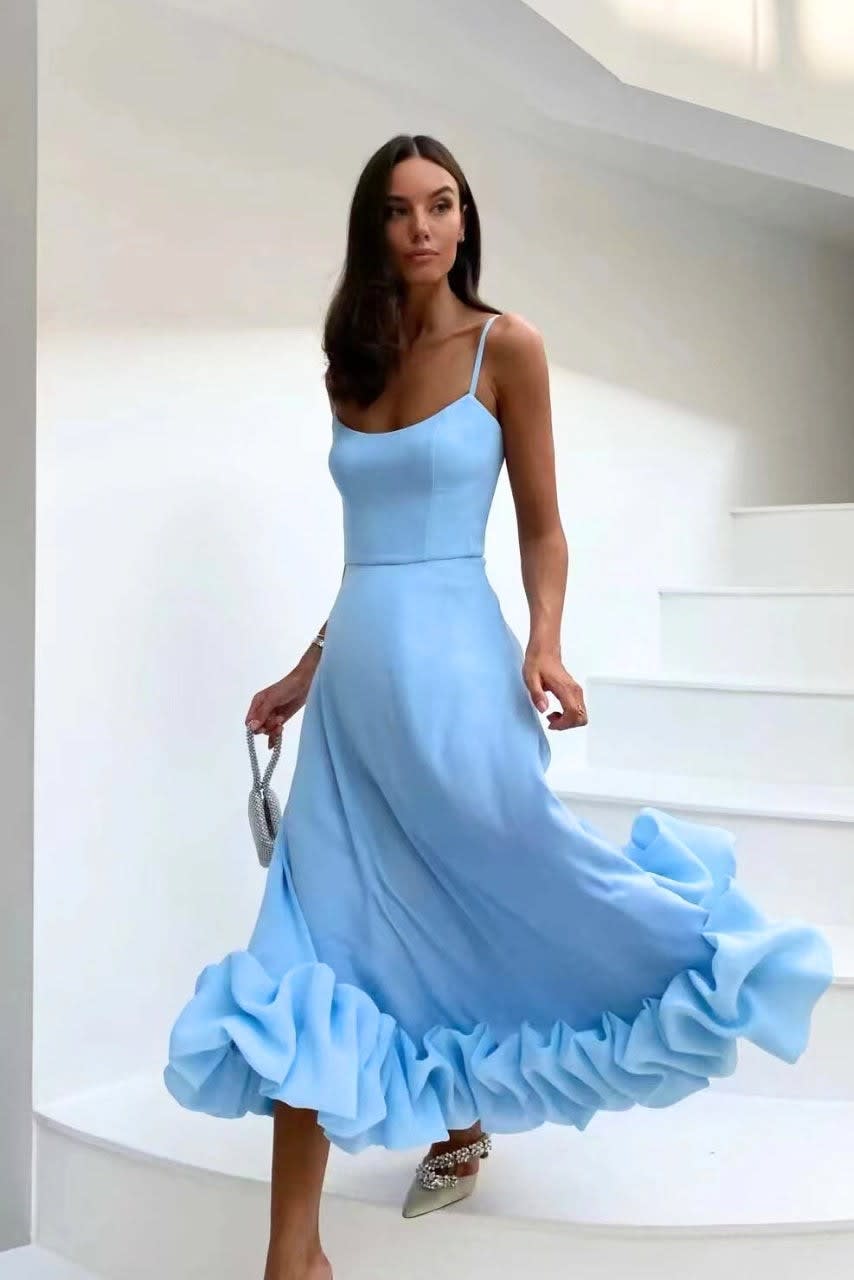 Women's Ruffle Hem Maxi Homecoming Dress | Katherine_11