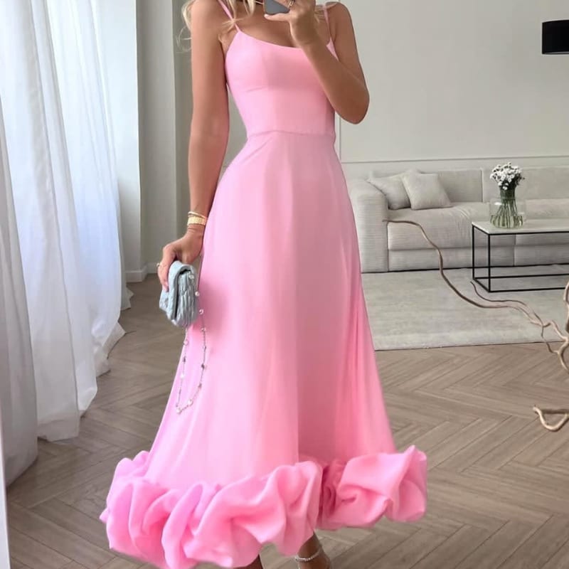 Women's Ruffle Hem Maxi Homecoming Dress | Katherine_1