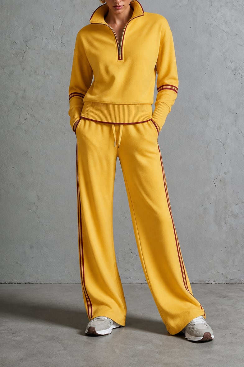 Women's Half Zip Wide Leg Tracksuit | Lesley_12