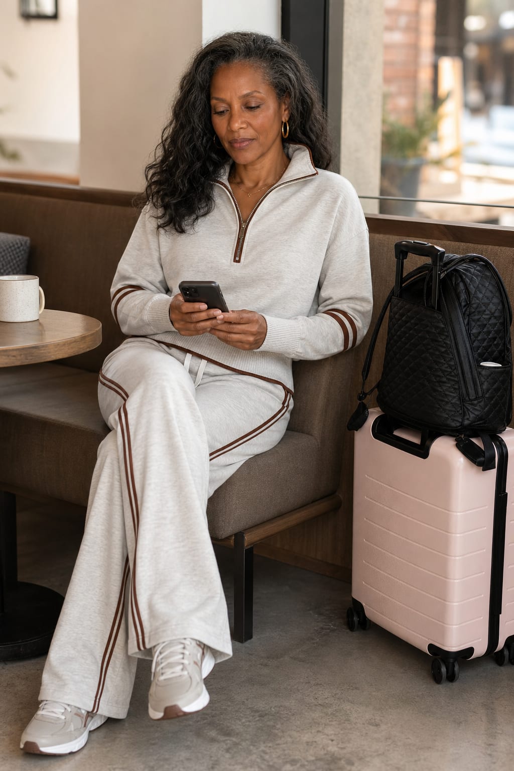 Women's Half Zip Wide Leg Tracksuit | Lesley_6