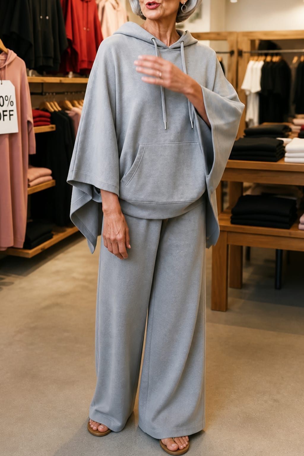 Women's Hooded Cape Wide Leg Trouser Set | Luella_14