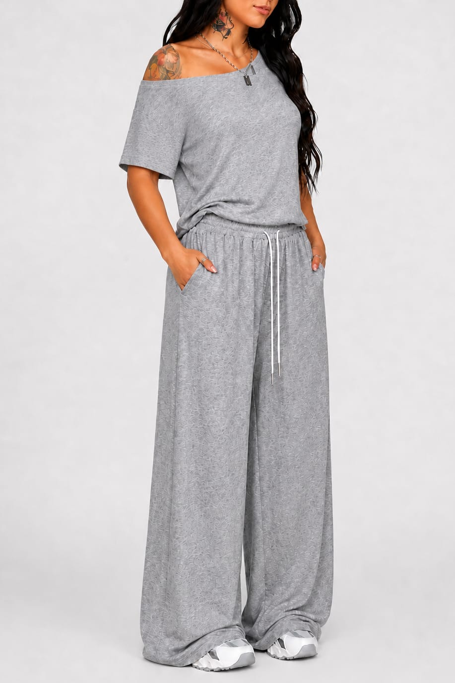 Women's Off-Shoulder Wide Leg Co-ord Set | Lorraine_12