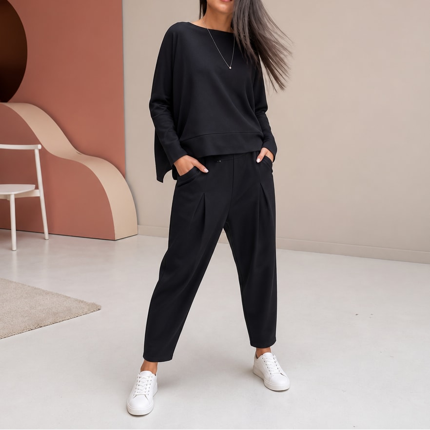 Women's Pleated Trouser Two-Piece Set | Johanna_10