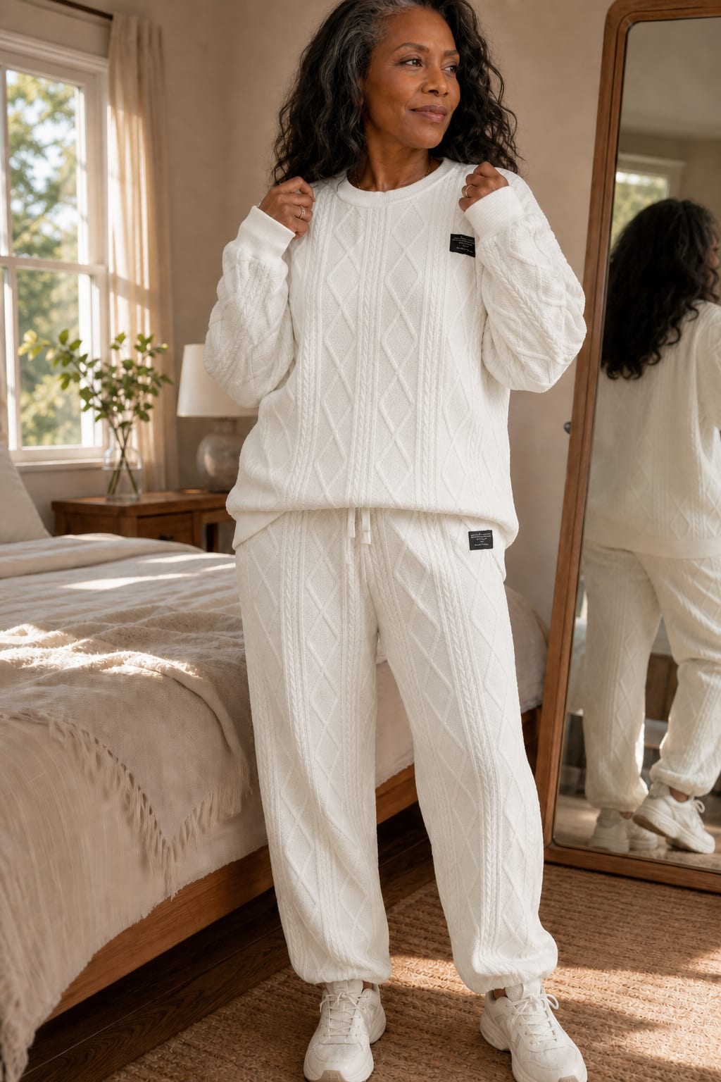 Women's Cable Knit Jumper Jogger Set | Rochelle_4