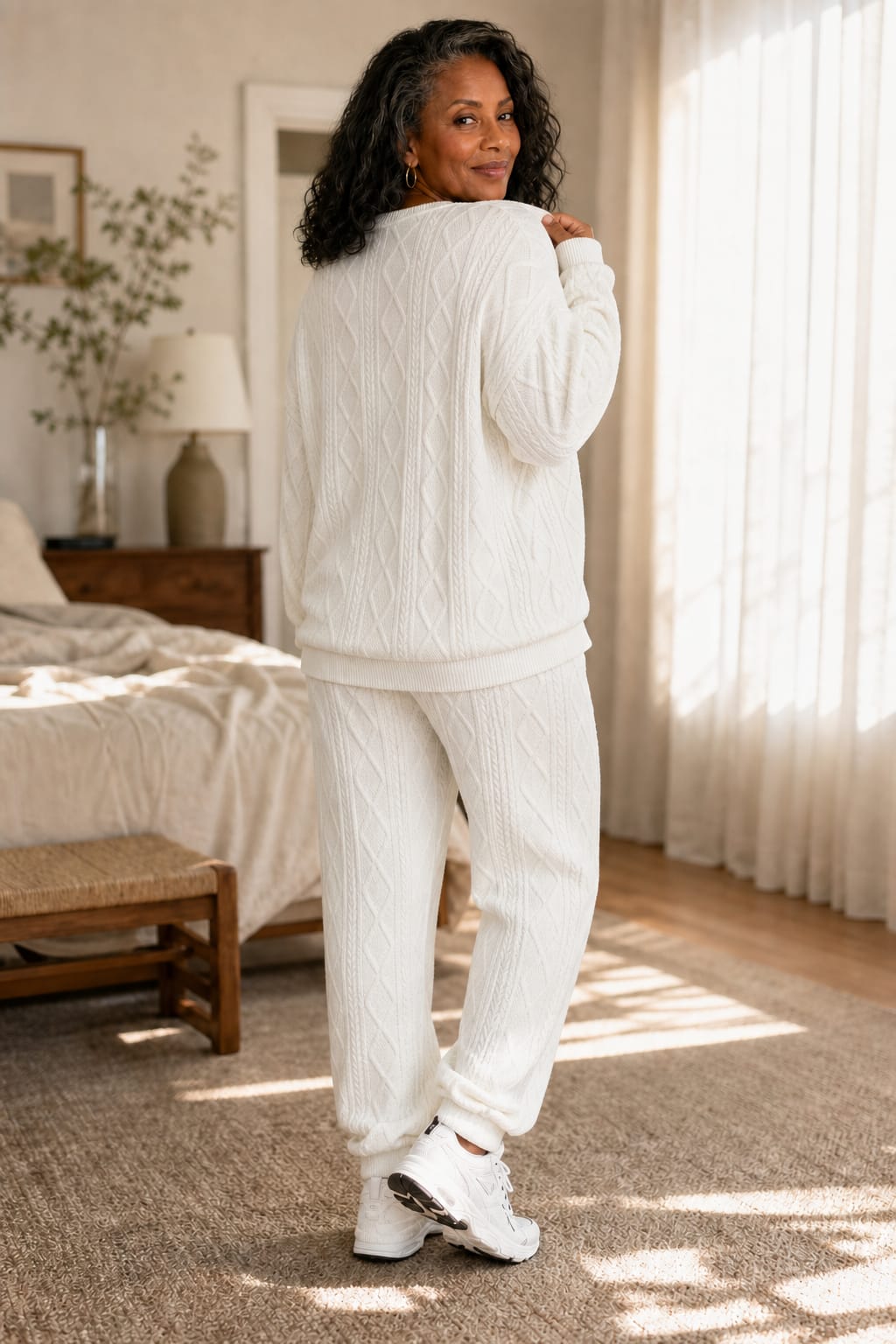 Women's Cable Knit Jumper Jogger Set | Rochelle_5