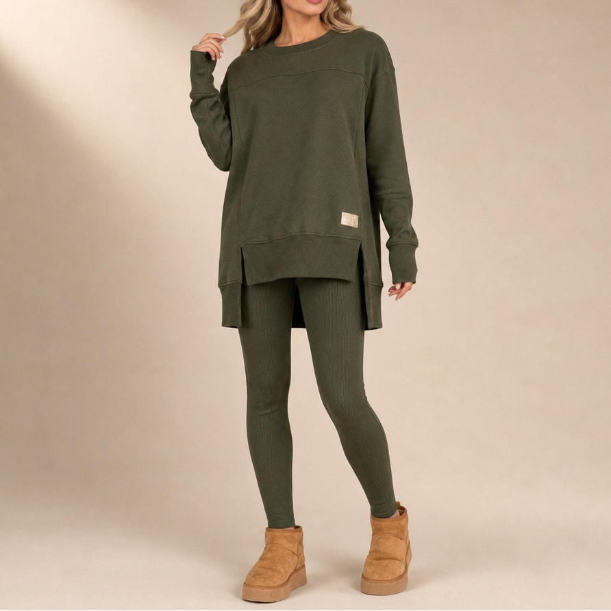 Women's Split Hem Sweatshirt Lounge Set | Kerry_11
