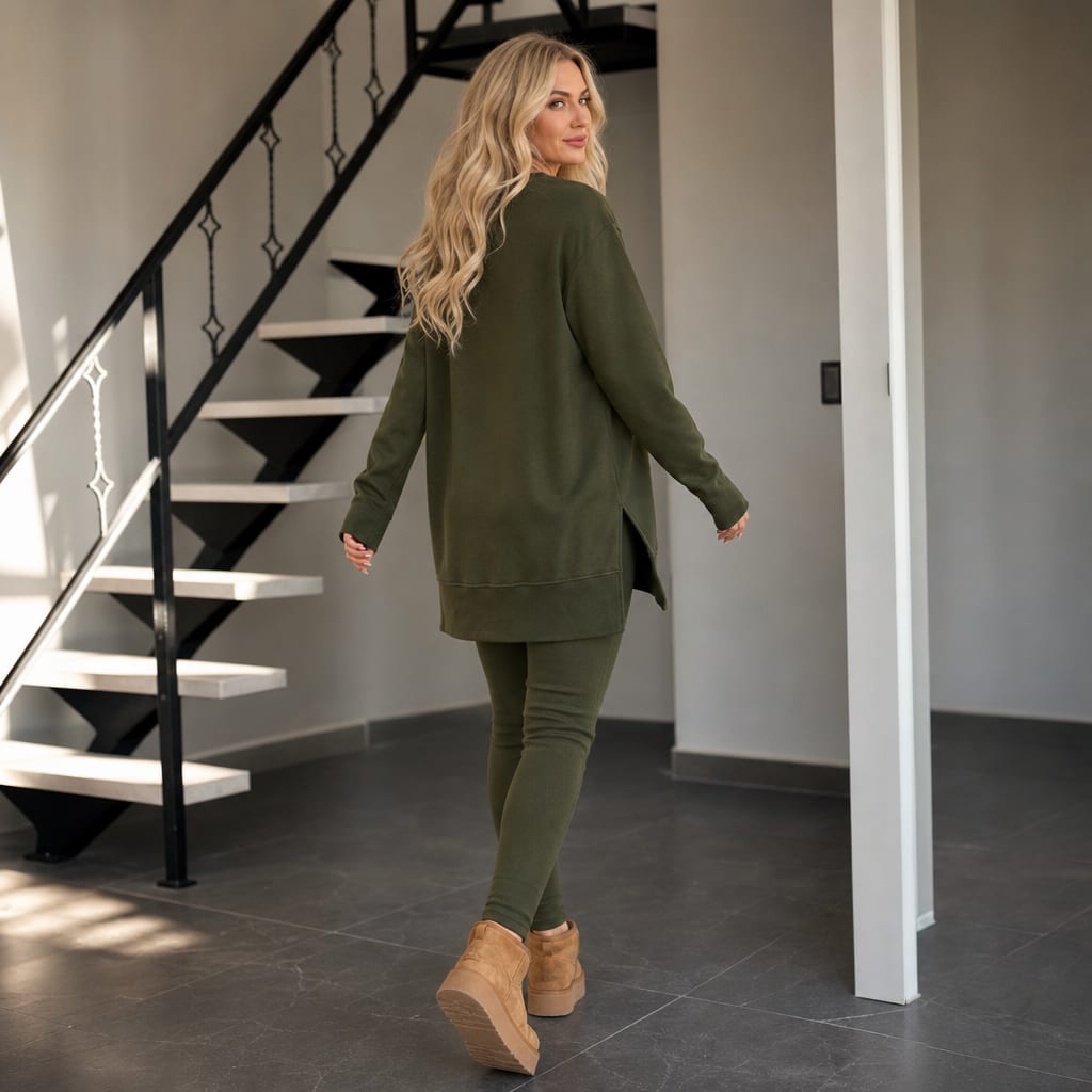 Women's Split Hem Sweatshirt Lounge Set | Kerry_5
