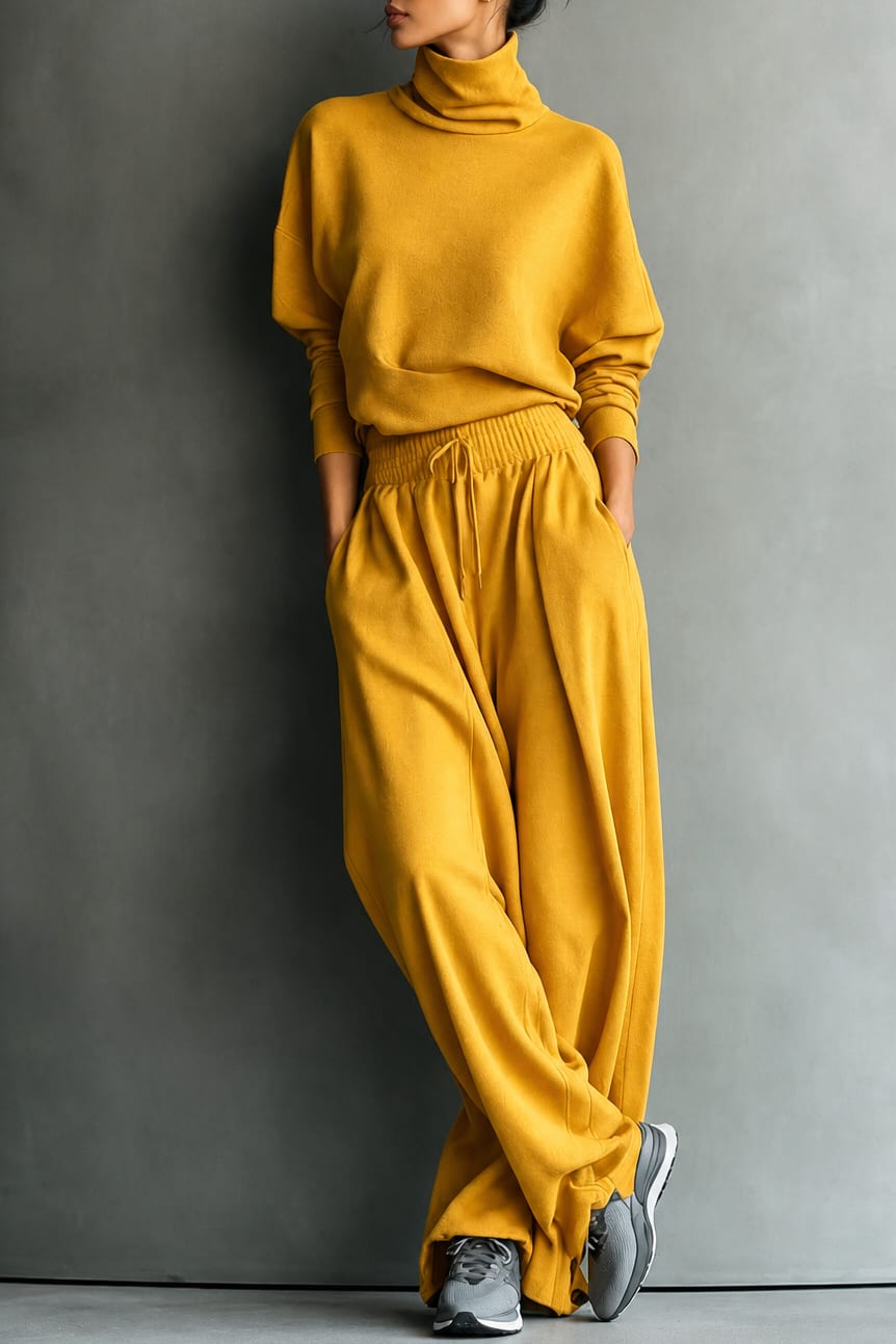 Women's Turtleneck Wide Leg Lounge Set | Maxine_11
