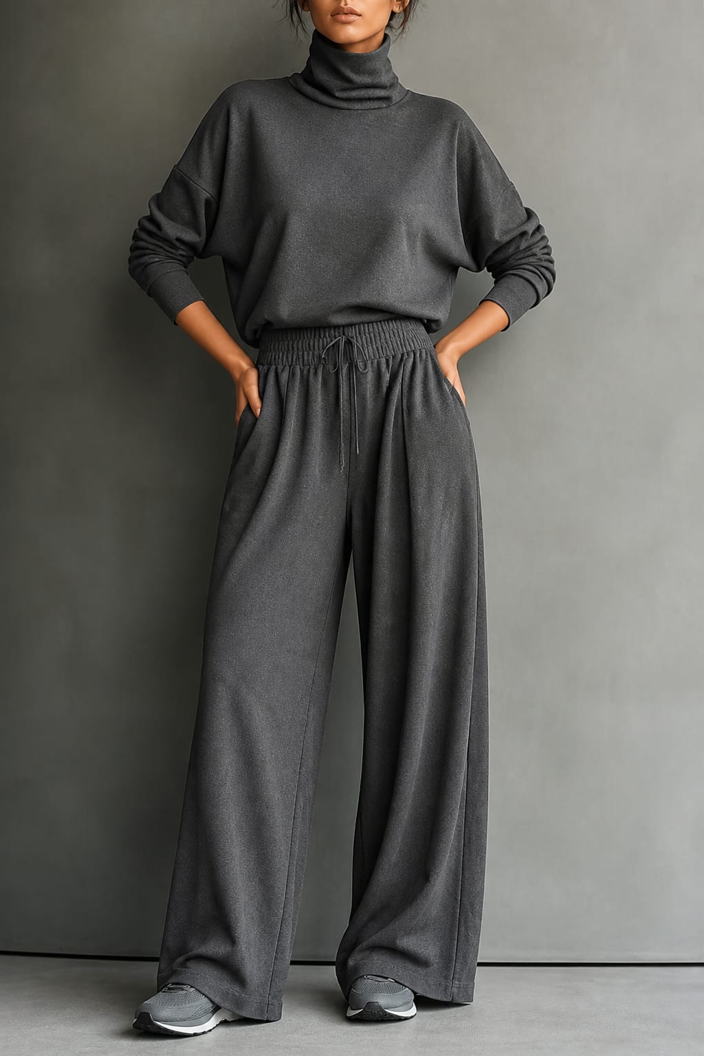 Women's Turtleneck Wide Leg Lounge Set | Maxine_15