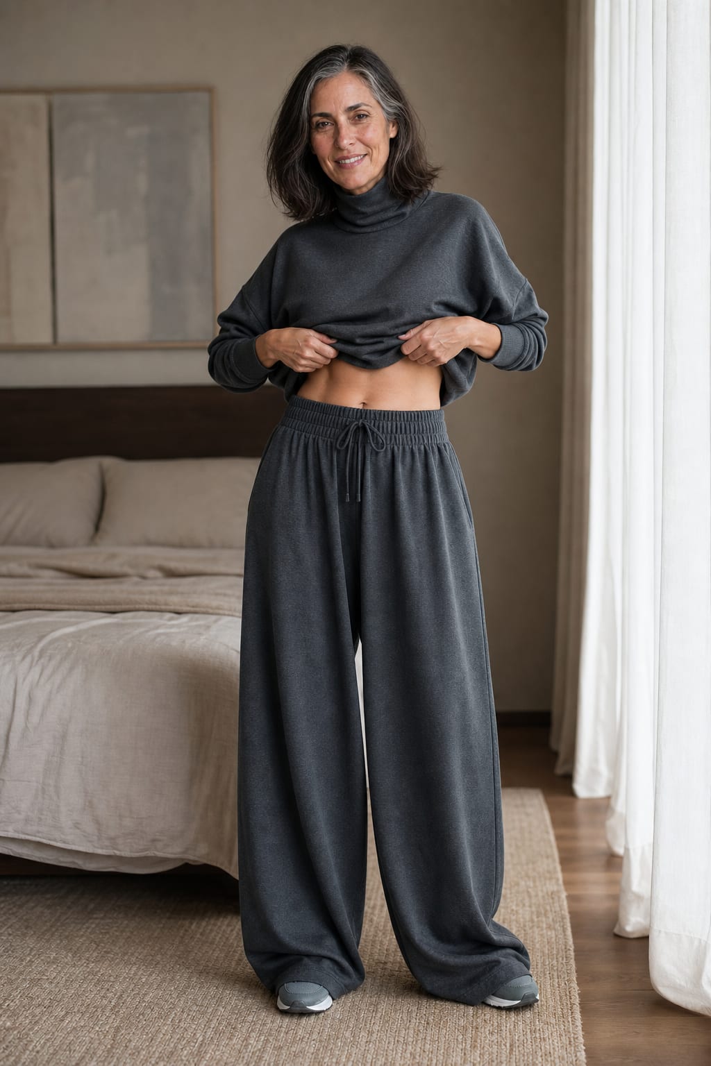 Women's Turtleneck Wide Leg Lounge Set | Maxine_2