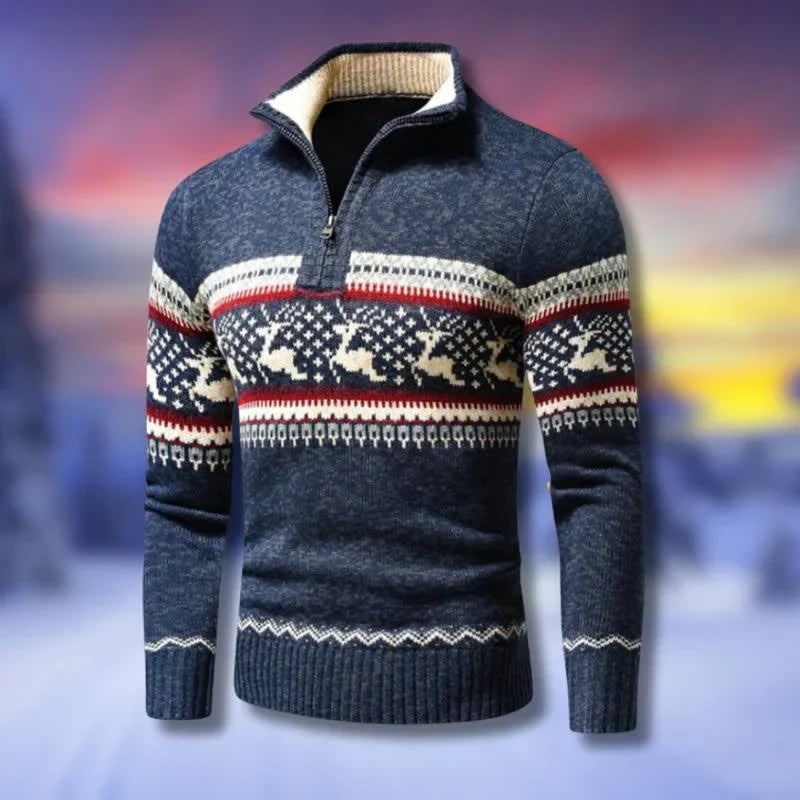 Men's Quarter Zip Reindeer Christmas Jumper | Tom_2