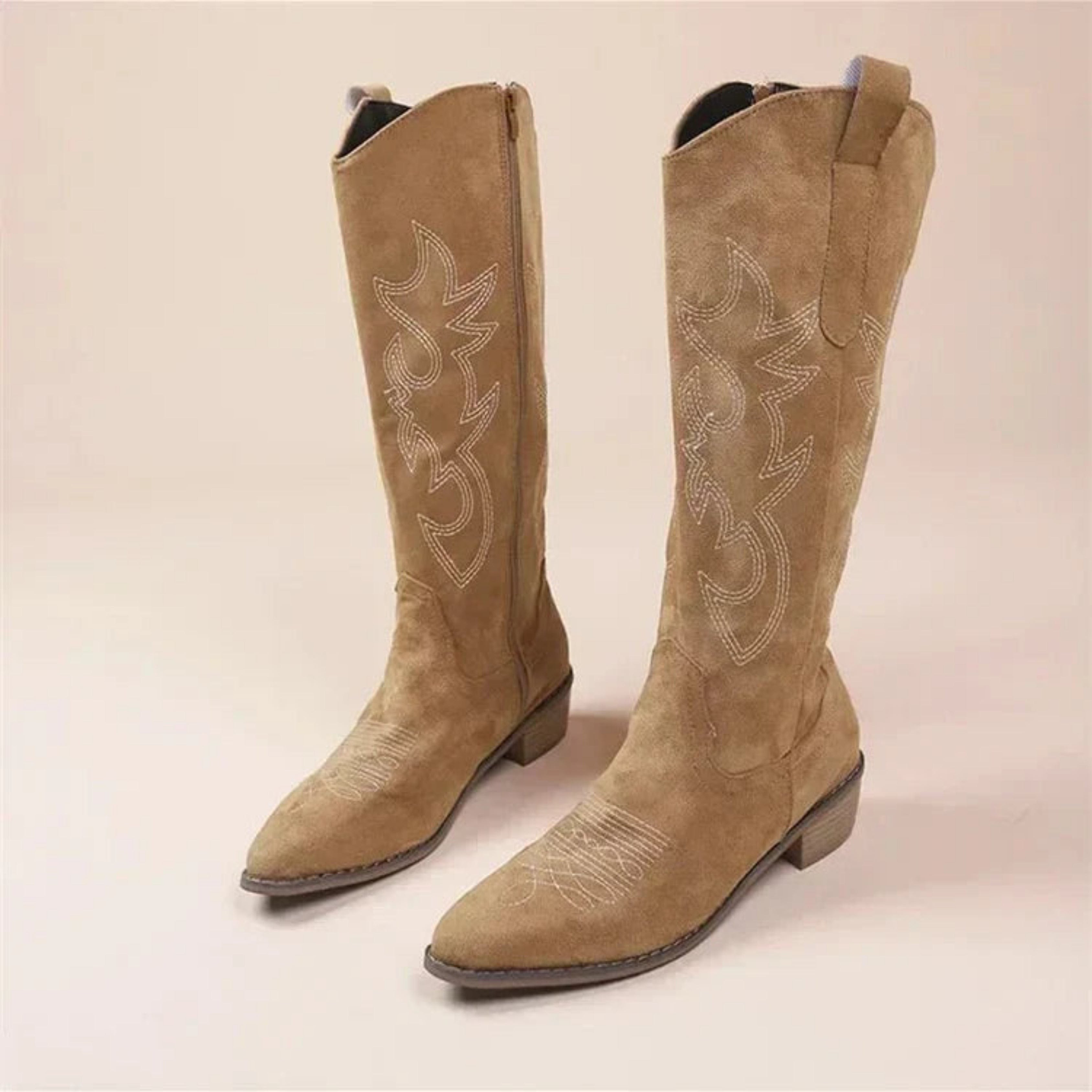 Women's Embroidered Pointed Toe Western Boots | Mia_5
