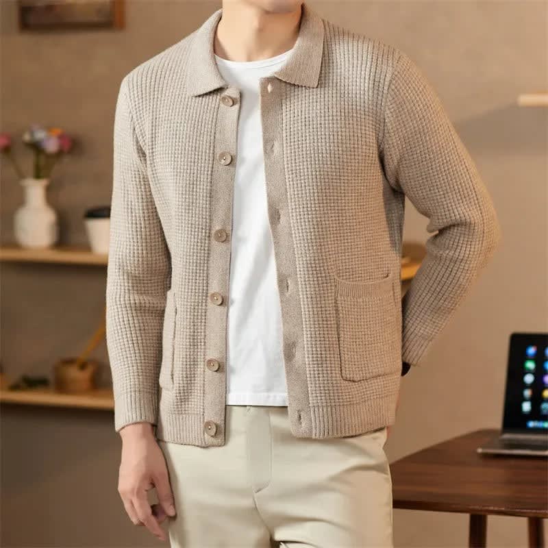 Men's Waffle Knit Regular Fit Cardigan | Wilf_1