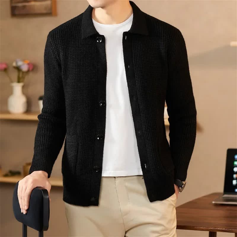 Men's Waffle Knit Regular Fit Cardigan | Wilf_3