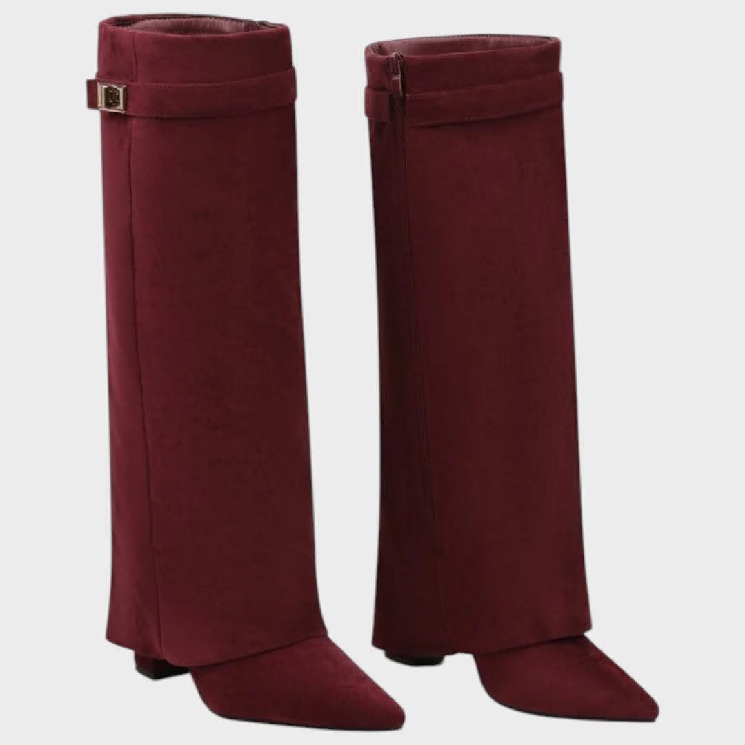 Women's Suede Fold Over Knee High Boots | Luna_13